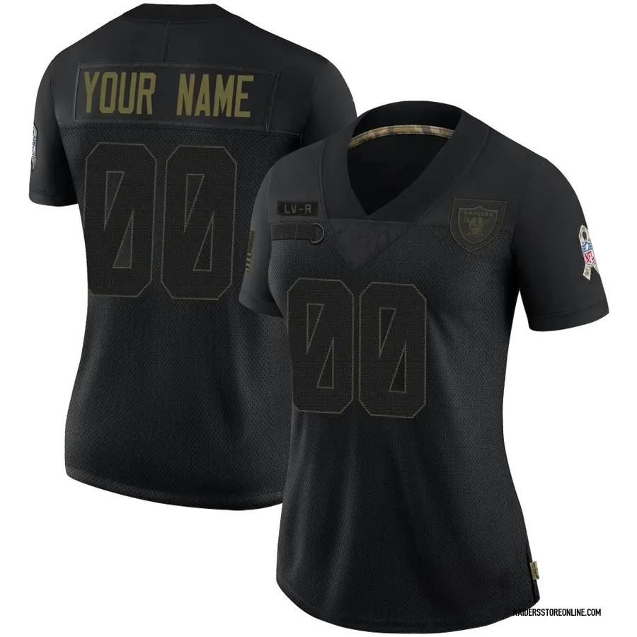 Nike Custom Las Vegas Raiders Women's Limited Black 2020 Salute To Service  Jersey