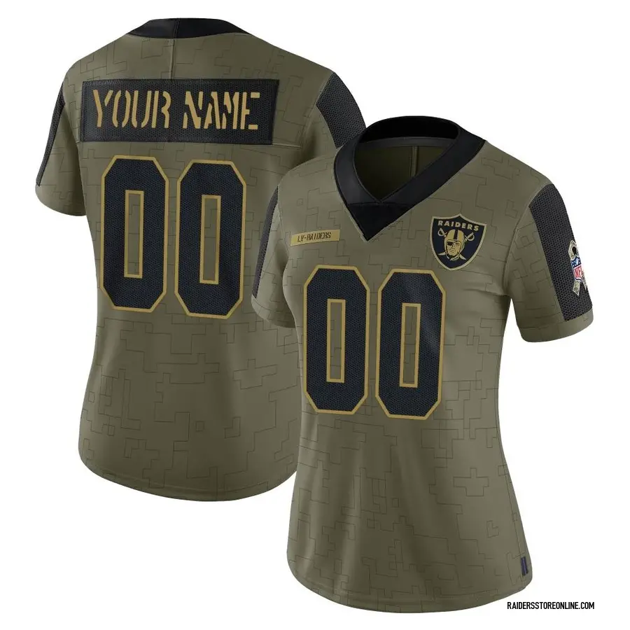 Nike Custom Las Vegas Raiders Women's Limited Olive 2021 Salute To ...