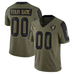 Nike Custom Las Vegas Raiders Youth Limited Olive 2021 Salute To Service Jersey