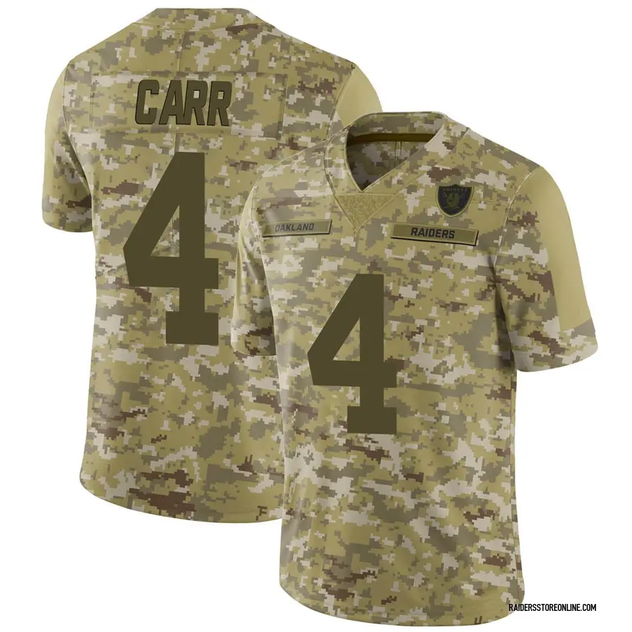 Raiders #4 Derek Carr 2018 Camo Salute To Service Limited Stitched