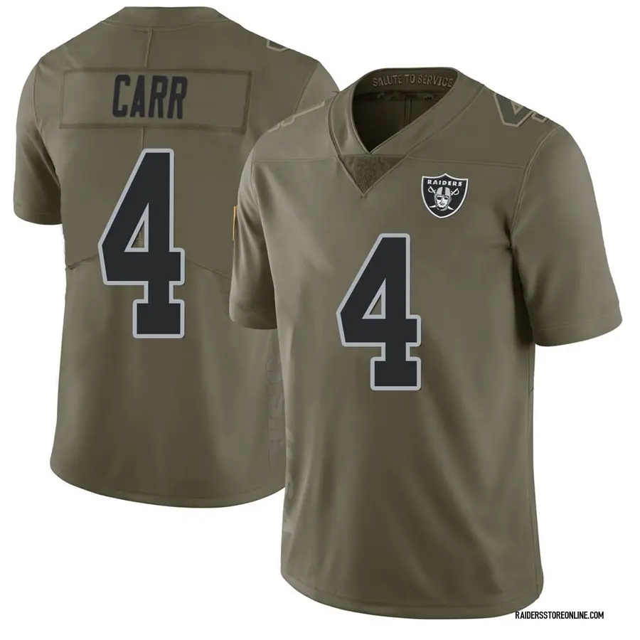 Nike Derek Carr Las Vegas Raiders Youth Limited Green 2017 Salute to  Service Jersey