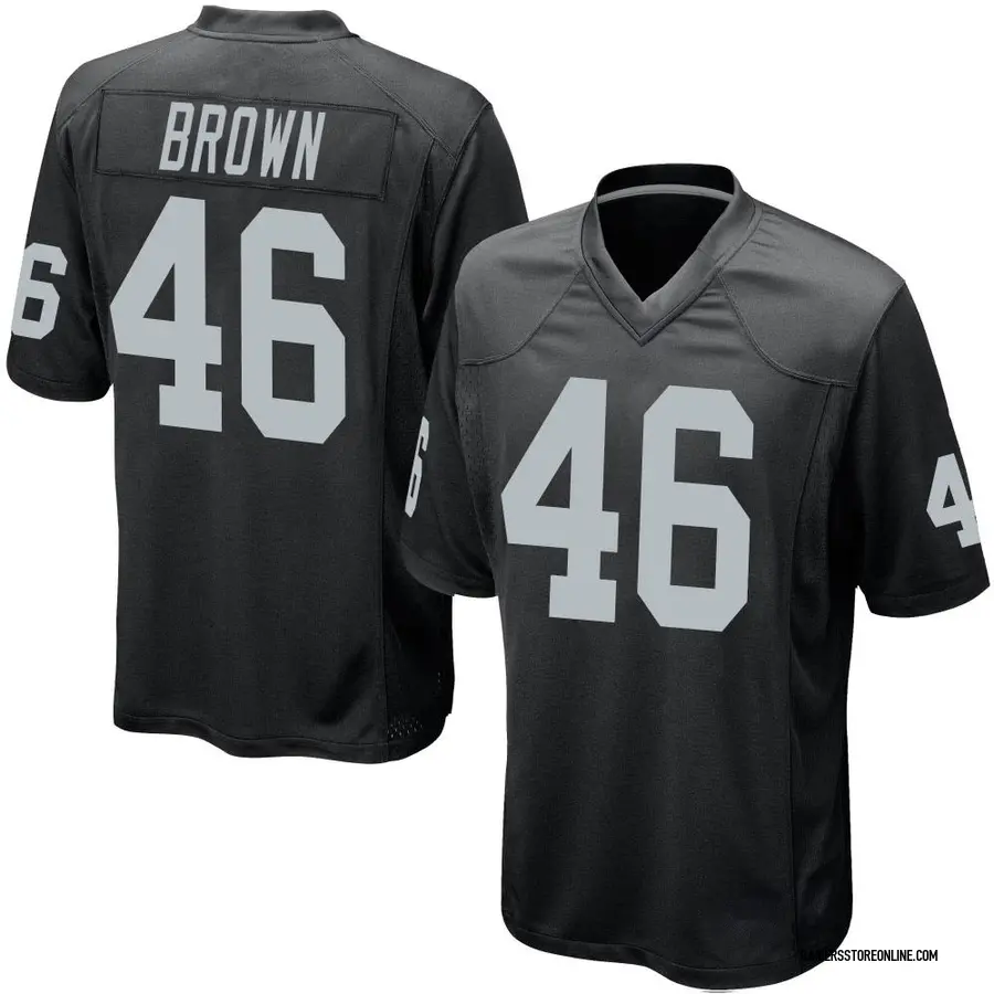 Nike Ike Brown Las Vegas Raiders Youth Game Black Team Color Jersey