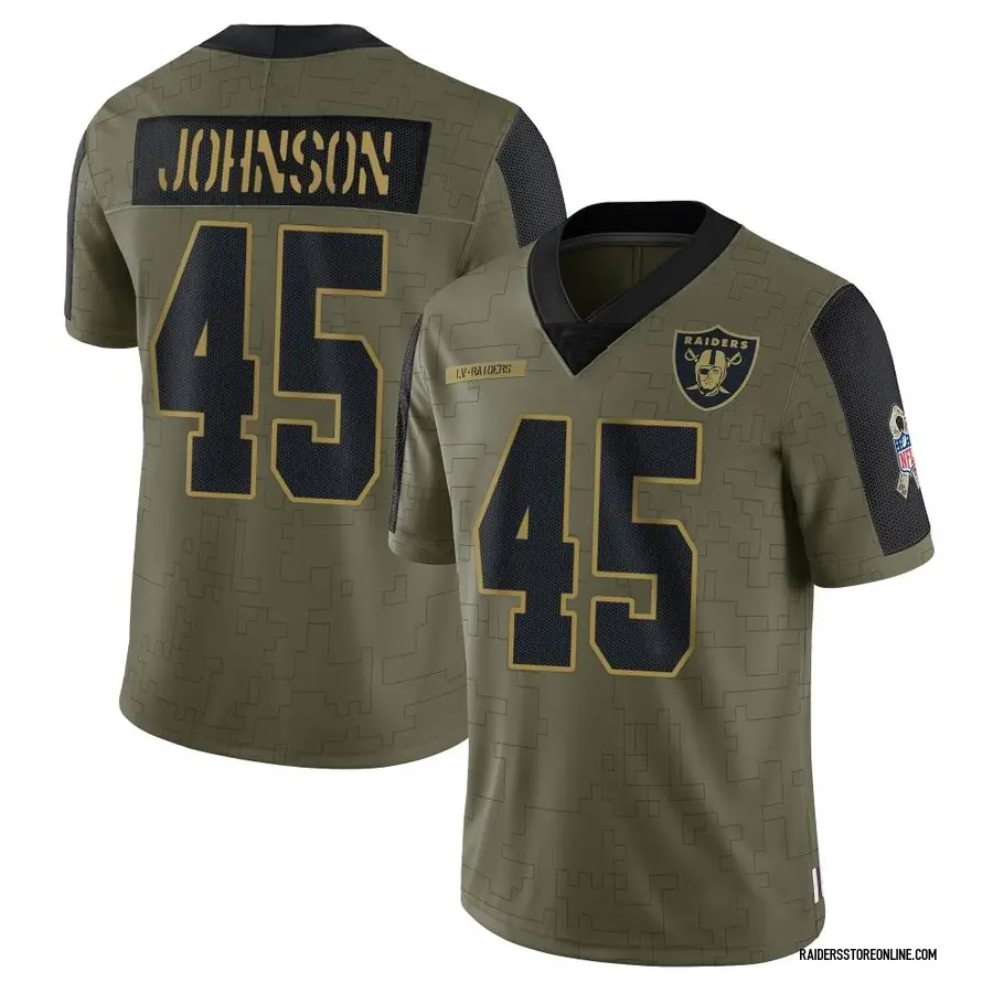 Nike Jakob Johnson Las Vegas Raiders Men's Limited Olive 2021 Salute To Service  Jersey