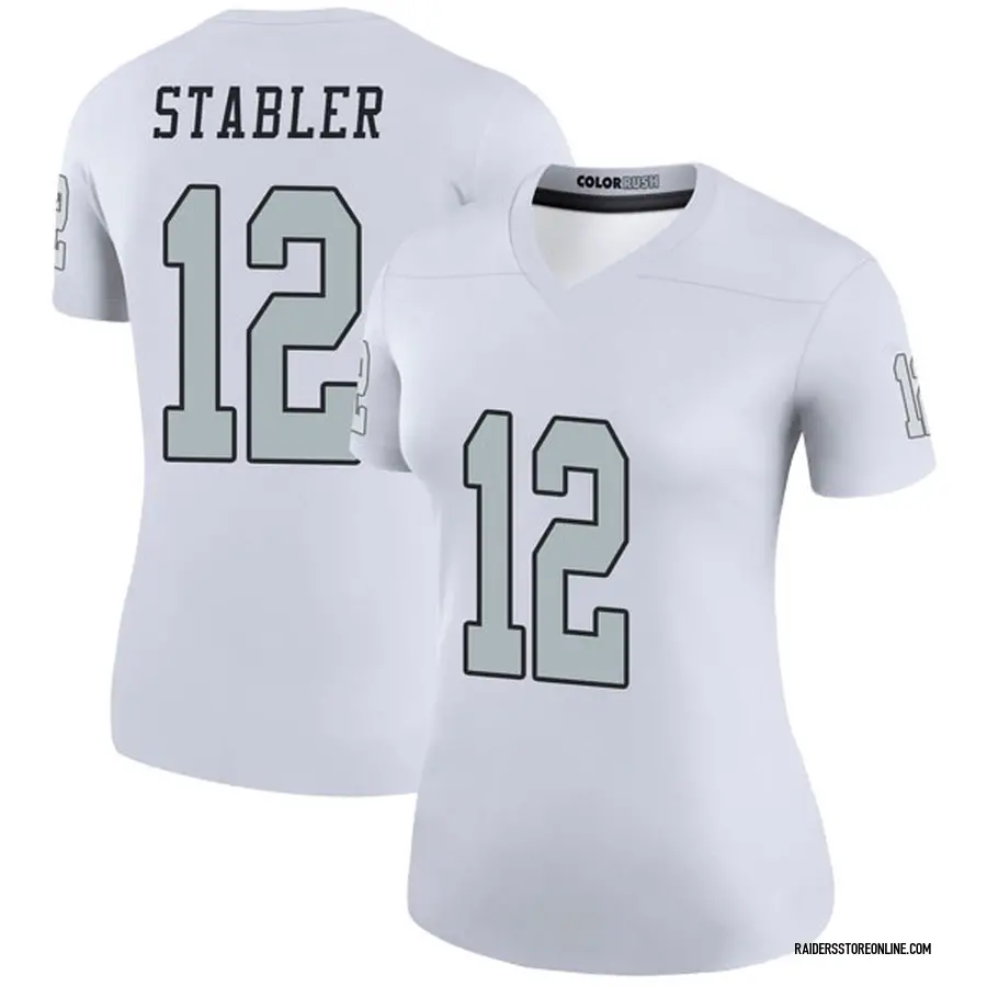 Nike Ken Stabler Las Vegas Raiders Women's Legend White Color Rush Jersey