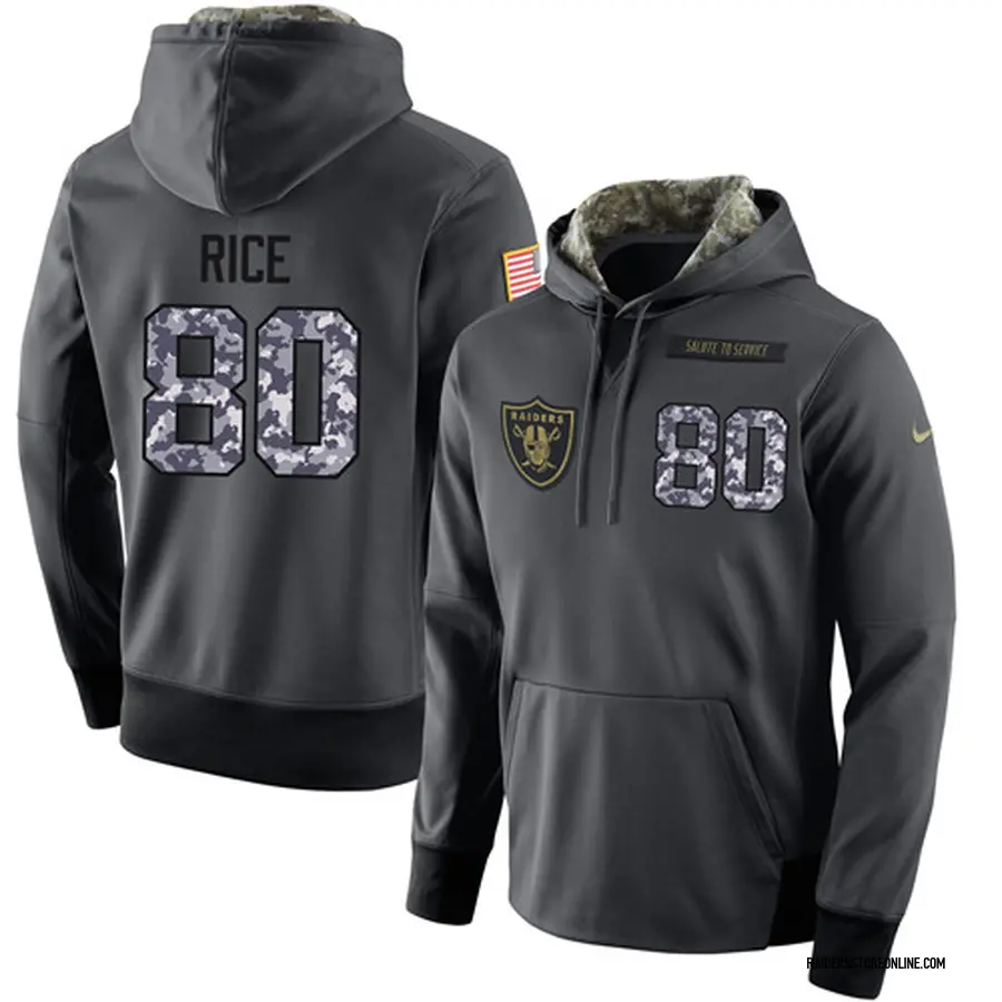 Nike Oakland Raiders Men's Black Jerry Rice Stitched Anthracite Salute to  Service Player Performance Hoodie