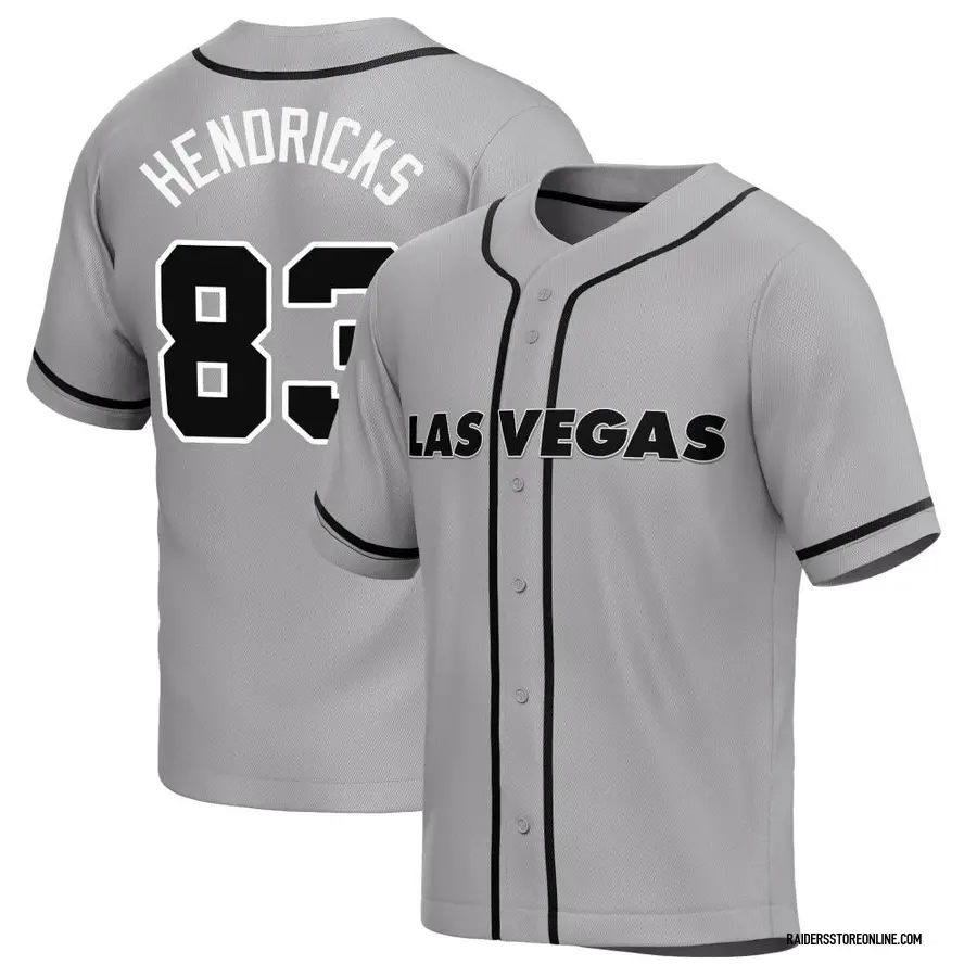 Ted Hendricks Las Vegas Raiders Men's Gray Baseball Button-Up Jersey